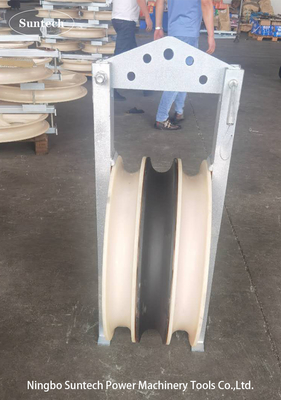 80kN OD 660mm Nylon Sheave Conductor Stringing Blocks para Linha de Transmissão