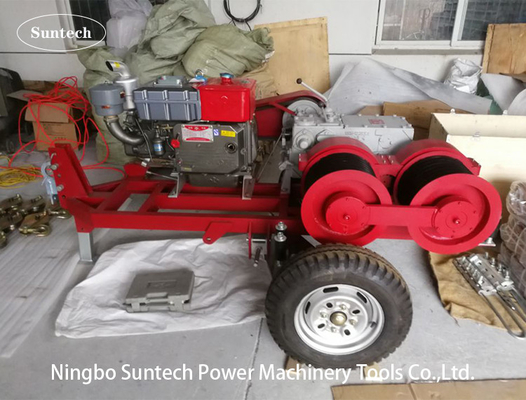 O motor diesel cabo puxar a máquina do guincho na construção do poder da torre