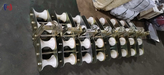 Bloco combinado de quatro faixas de fibra óptica, bloco de poleia de cabo OPGW, bloco quadrante, tipo combinado