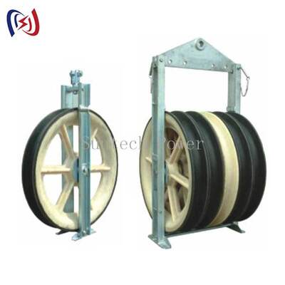 Bloco de corda de alta capacidade da série 916 com folha de nylon MC para instalação de condutores de linhas de transmissão de 50-150KN