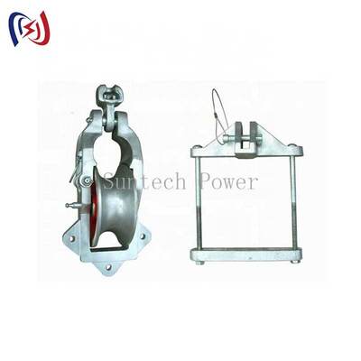 Bloco de cordas universal com diâmetro de faixa de 178x76 mm e carga nominal de 10KN para instalação de condutores aéreos versáteis