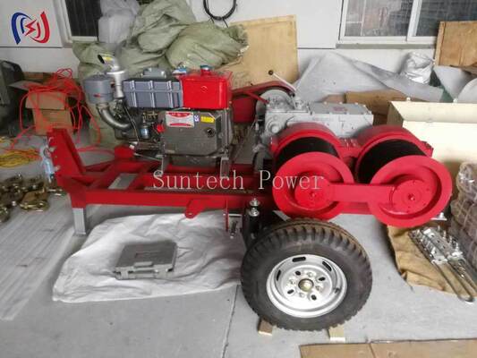 Guincho de tambor duplo profissional de 6.3-9KW com velocidade de 2000-3600RPM para puxar e esticar cabos simultaneamente no trabalho de linha de energia