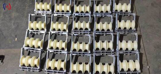 Three Sheaves Stringing Block for Three Phase Conductors | 5KN Nylon Transmission Pulley