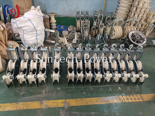 Bloco de corda OPGW com carga nominal de 10KN R570 Raio de curvatura para instalação de cabo de fibra óptica Quatro feixes combinados