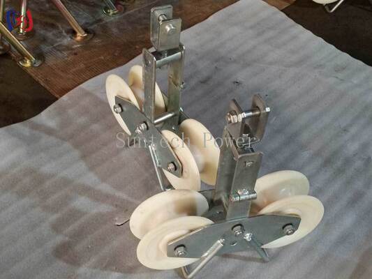 25KN Tandem Sheave Stringing Block para condutores ACSR de grande seção LGJ300-500 com Tandem Sheave Design