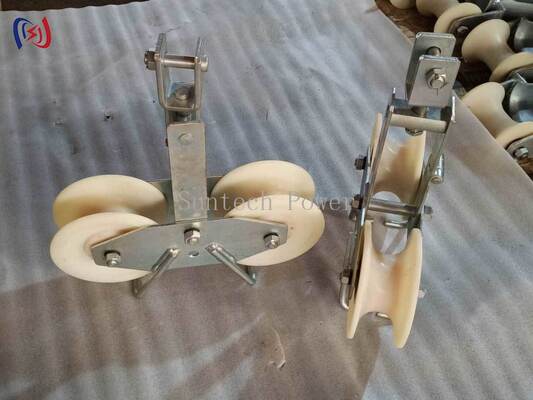 25KN Tandem Sheave Stringing Block para condutores ACSR de grande seção LGJ300-500 com Tandem Sheave Design