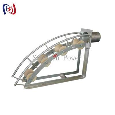 Polia de cabo multi-polia com rodas de nylon MC com raio de curvatura de 450 mm e posicionamento travável para proteção de cabos grandes