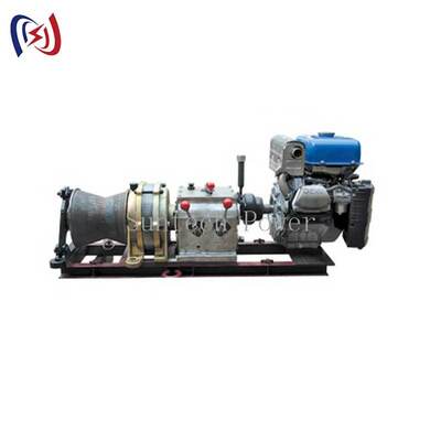 5T Tractive Force 9HP Gasoline Engine Shaft Drive Power Winch Cable Winch Puller for Heavy Lifting