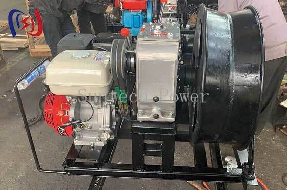 1.25T Força de tração 9HP Motor de gasolina cabo de captação Máquina Duas marchas para a frente mais reversa cabo de guincho puxador