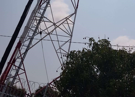 Eletricidade do aço Q235B da torre da estrutura da telecomunicação da G/M autossuficiente
